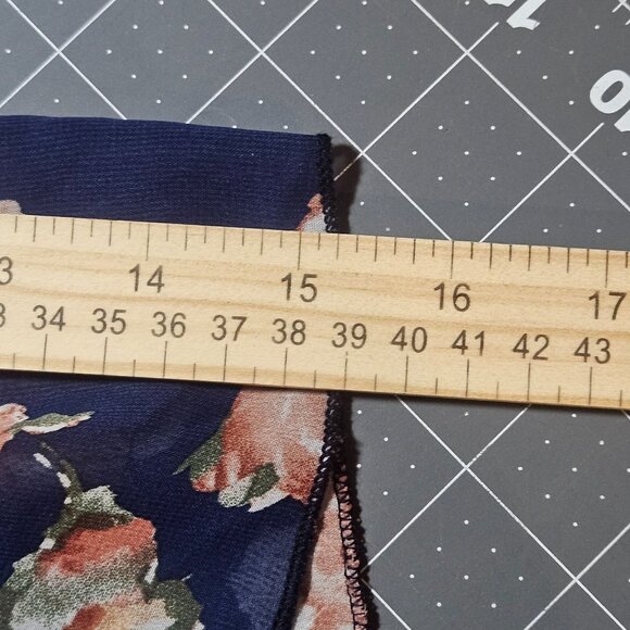 Boho Floral Off-The-Shoulder Dress Womens Medium Wilde Navy/Peach/White Polyeste - Picture 7 of 10